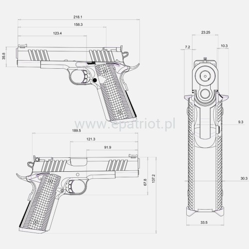 Pistolet Bul Armory 1911 TROPHY kal. .45ACP TIN Bushing barrel