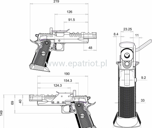 Pistolet Bul Armory SAS II UR SHORTY kal. .38 Super TIN barrel
