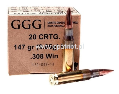 Amunicja GGG kal .308 Win 147 gr/9,55 g FMJ