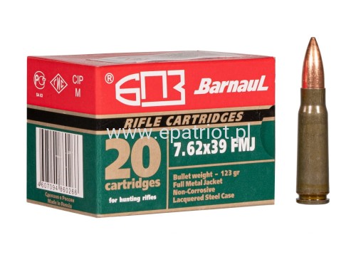 Amunicja BARNAUL kal.7,62x39 mm FMJ 123gr